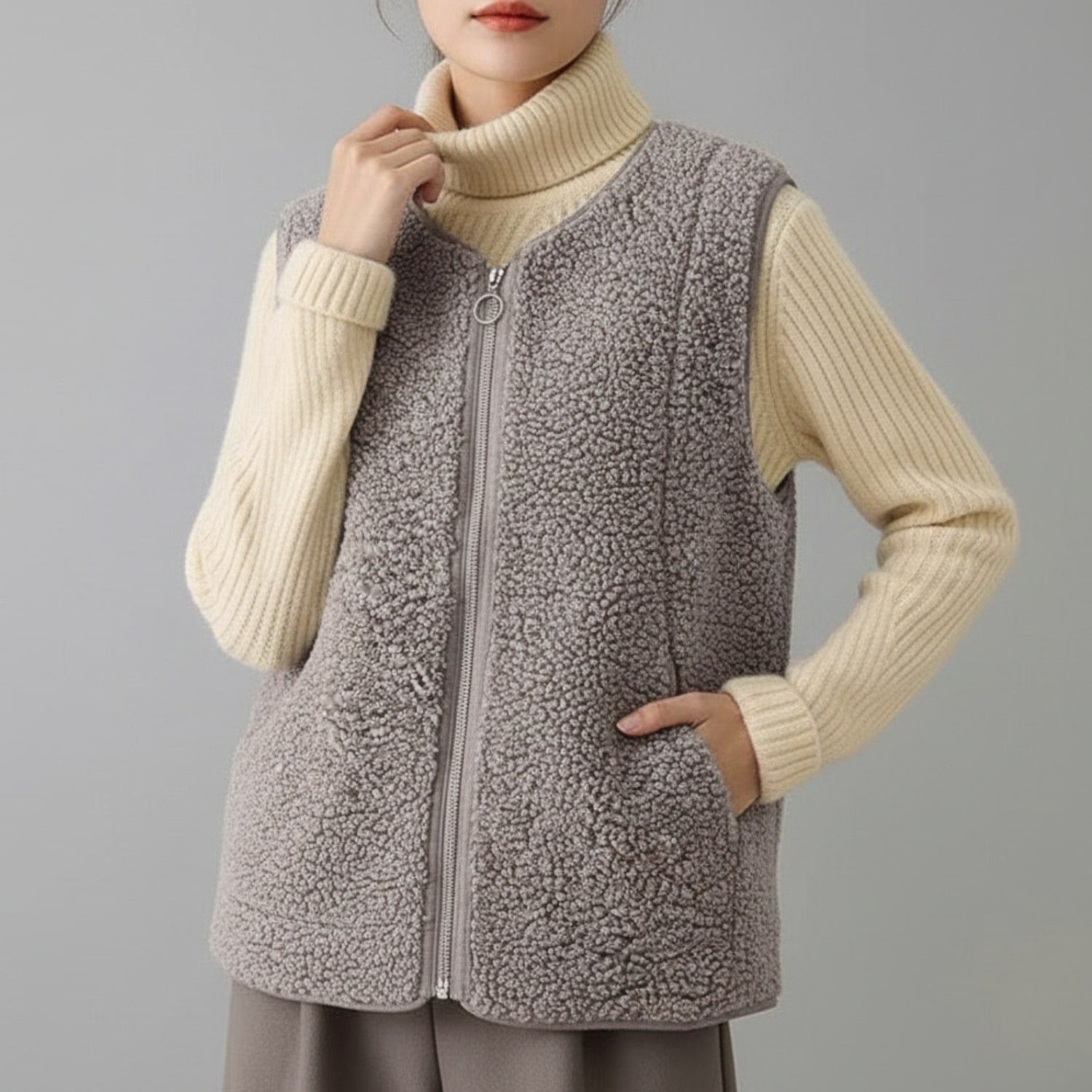 Herlene Women's Plush Shearling Fleece Vest – Lightweight Layer
