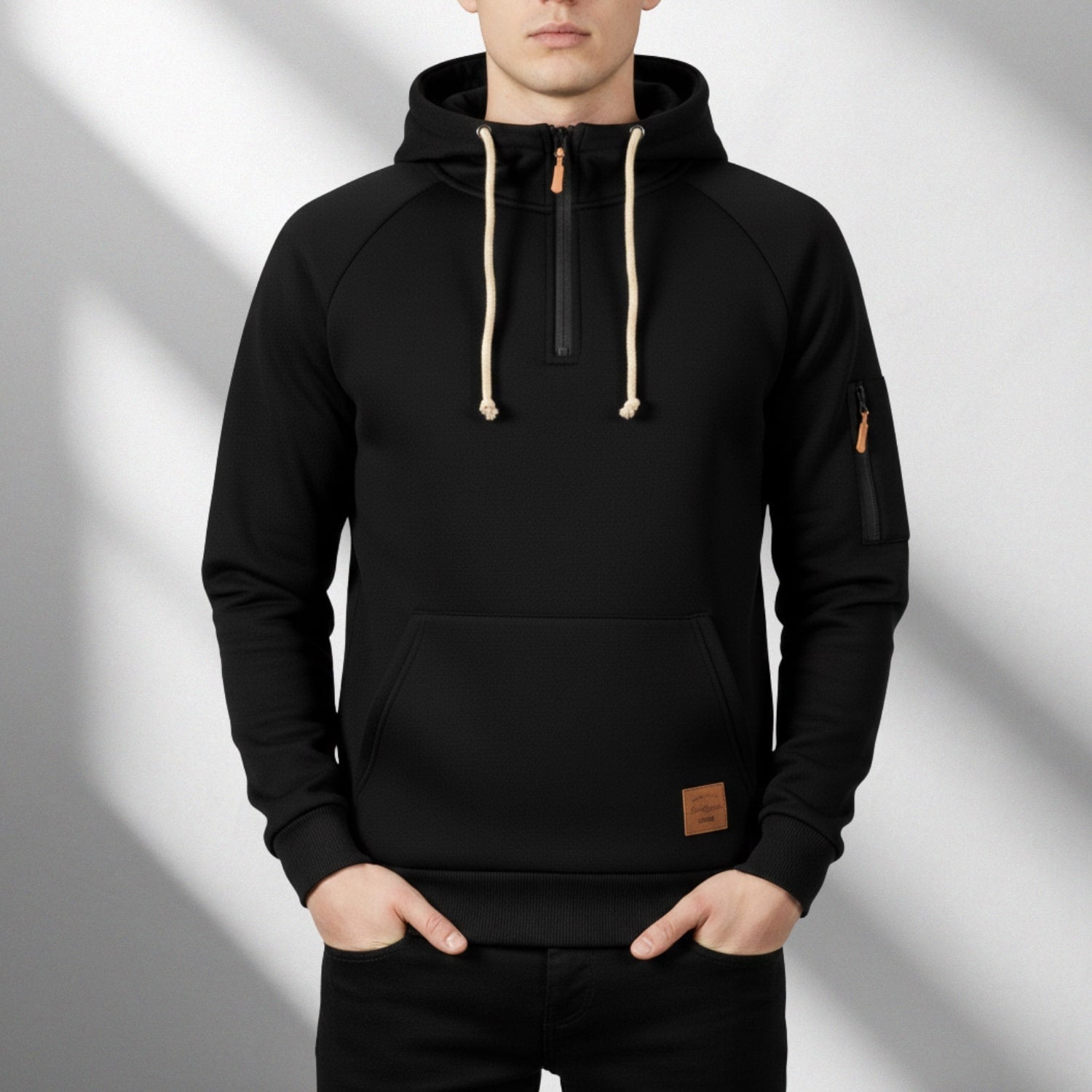 Hendrix Men's Heavyweight Cotton Blend Zip-Up Hoodie with Multiple Pockets