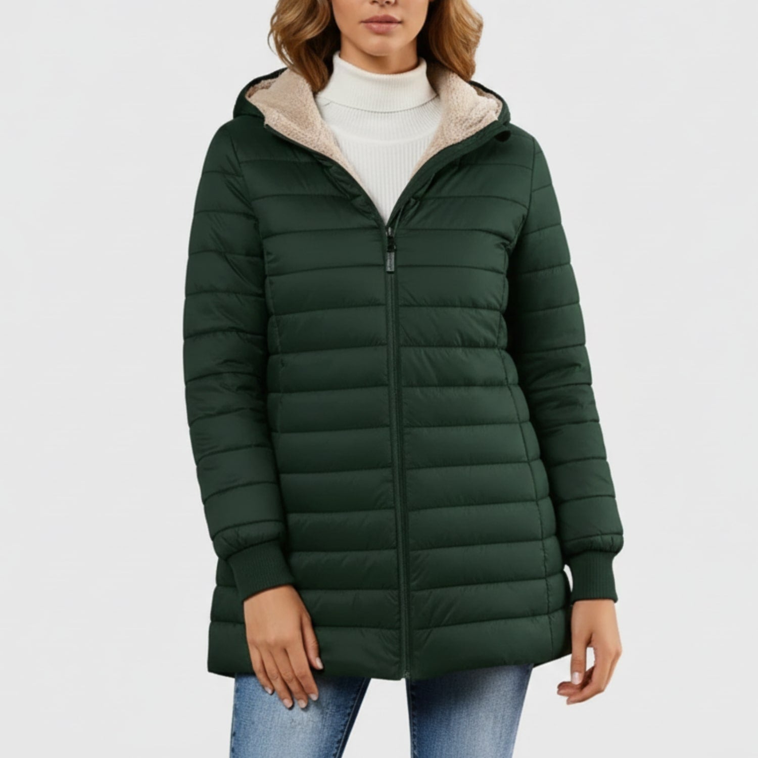 Adelise Women's Long Quilted Puffer Coat – Waterproof Winter Warmth Jacket