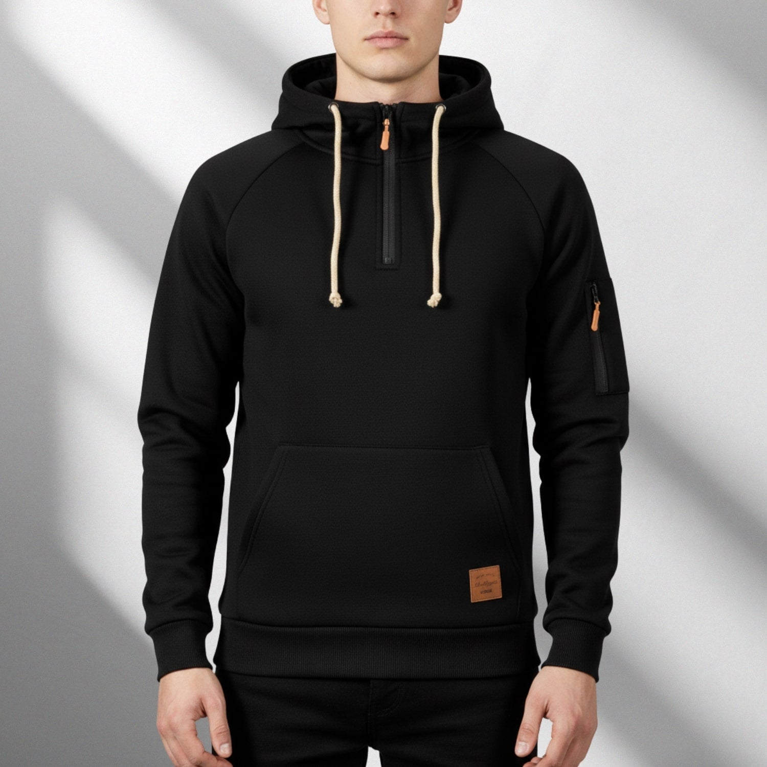 Hendrix Men's Heavyweight Cotton Blend Zip-Up Hoodie with Multiple Pockets