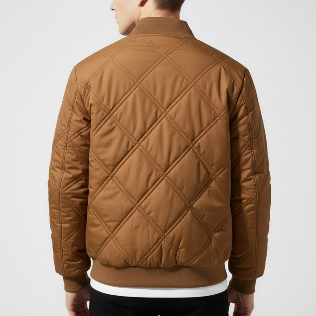 Fernan Men's Quilted Fleece-Lined Lightweight Bomber Jacket for Winter