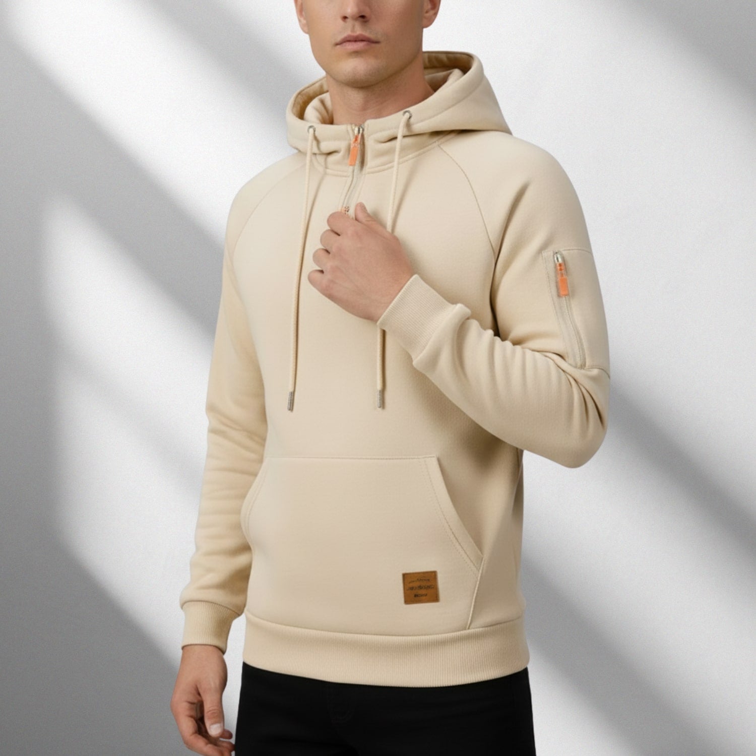 Hendrix Men's Heavyweight Cotton Blend Zip-Up Hoodie with Multiple Pockets