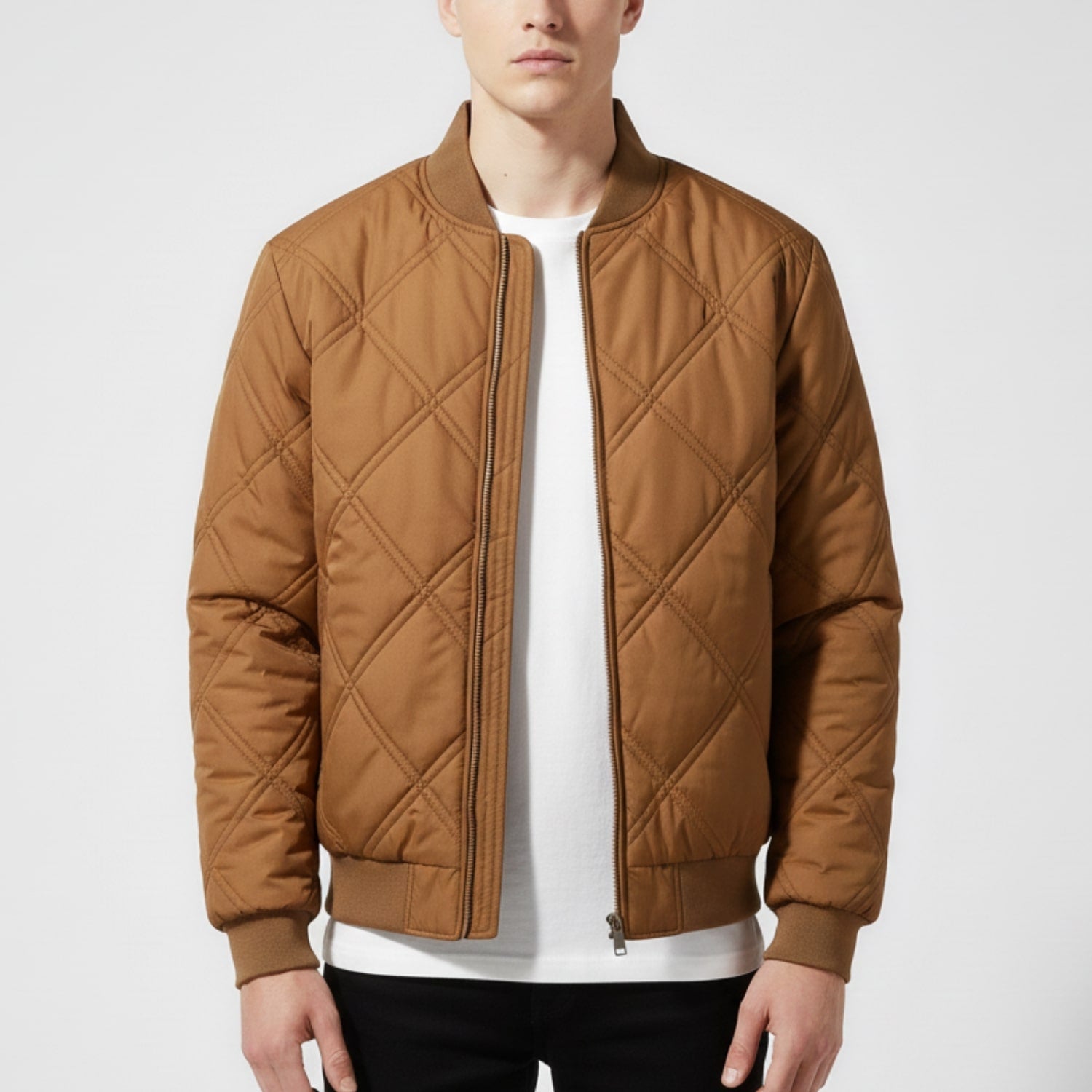 Fernan Men's Quilted Fleece-Lined Lightweight Bomber Jacket for Winter