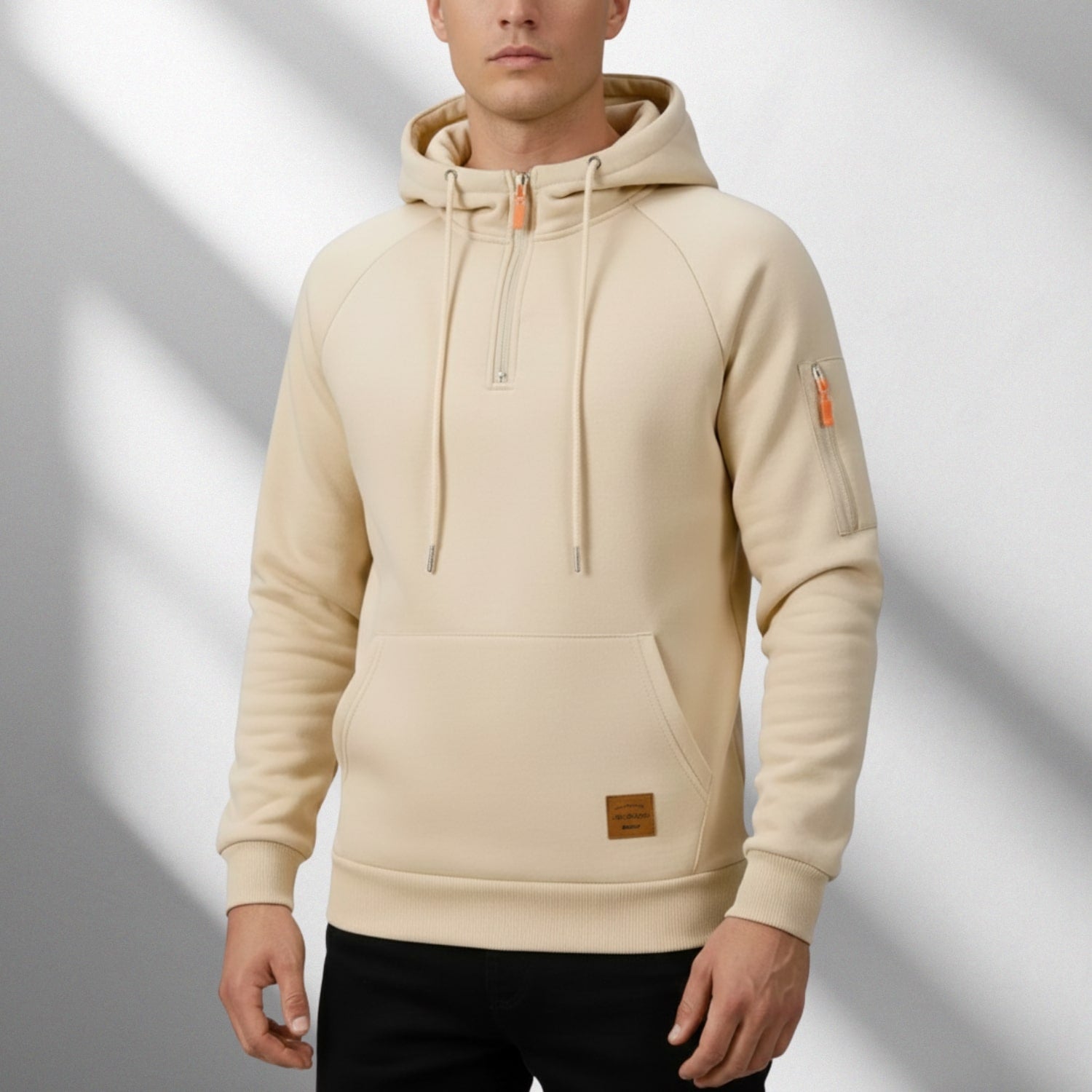 Hendrix Men's Heavyweight Cotton Blend Zip-Up Hoodie with Multiple Pockets