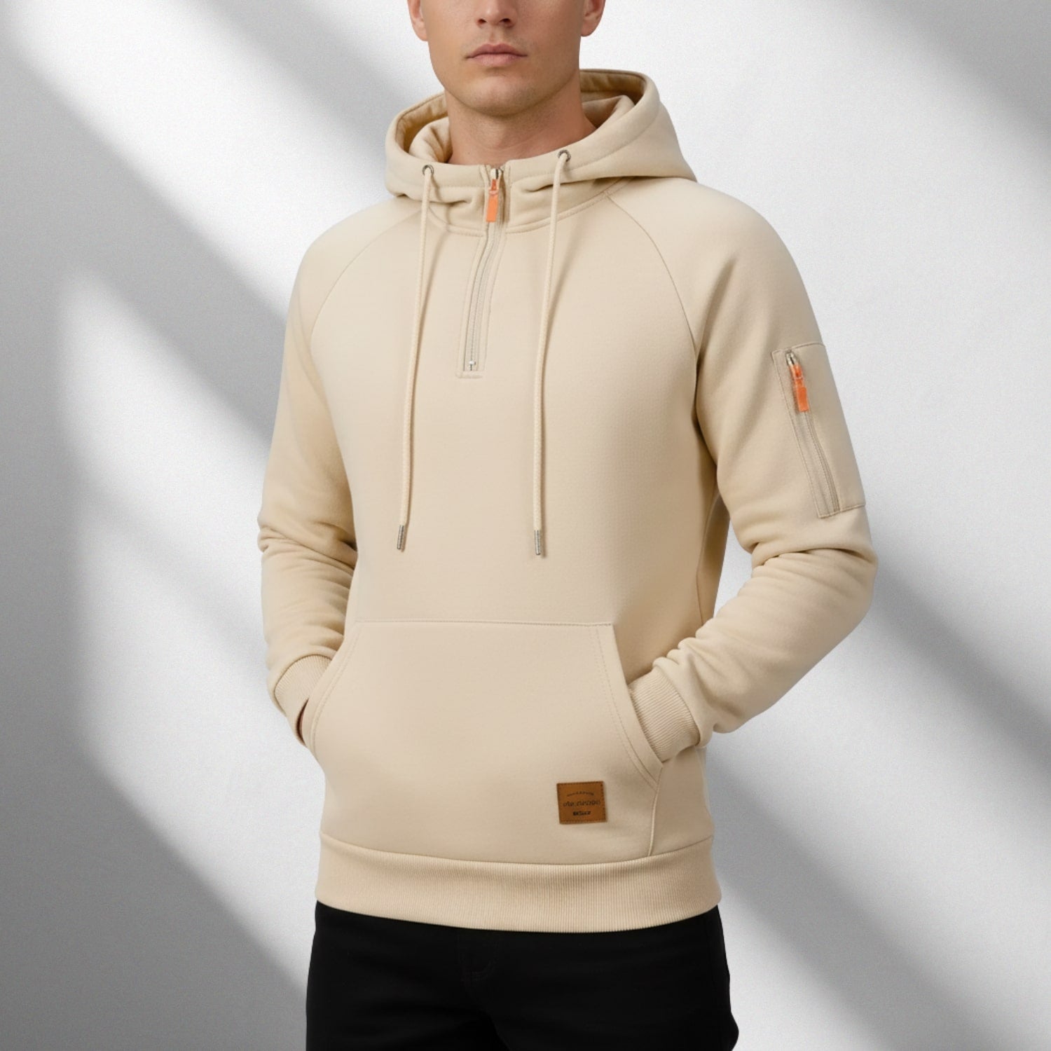 Hendrix Men's Heavyweight Cotton Blend Zip-Up Hoodie with Multiple Pockets