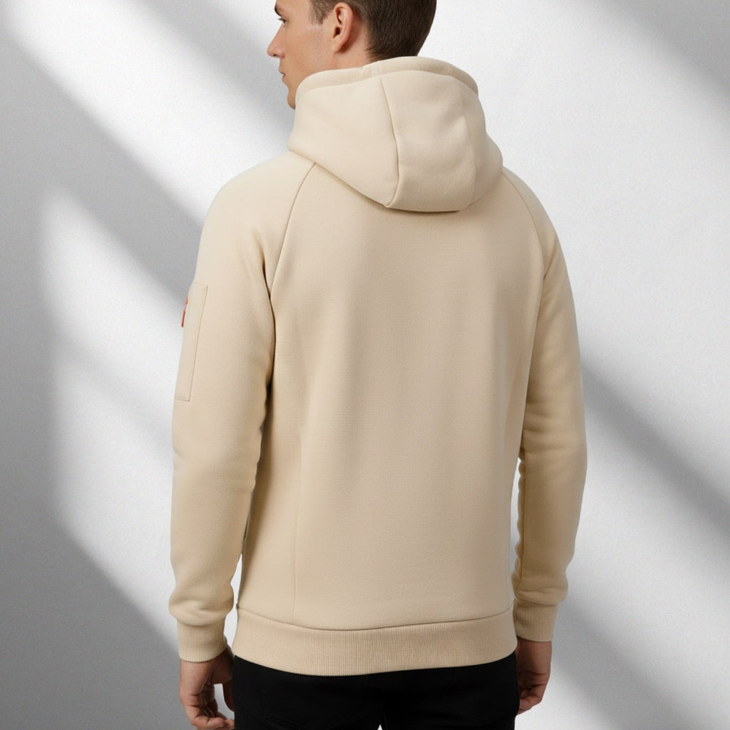 Hendrix Men's Heavyweight Cotton Blend Zip-Up Hoodie with Multiple Pockets