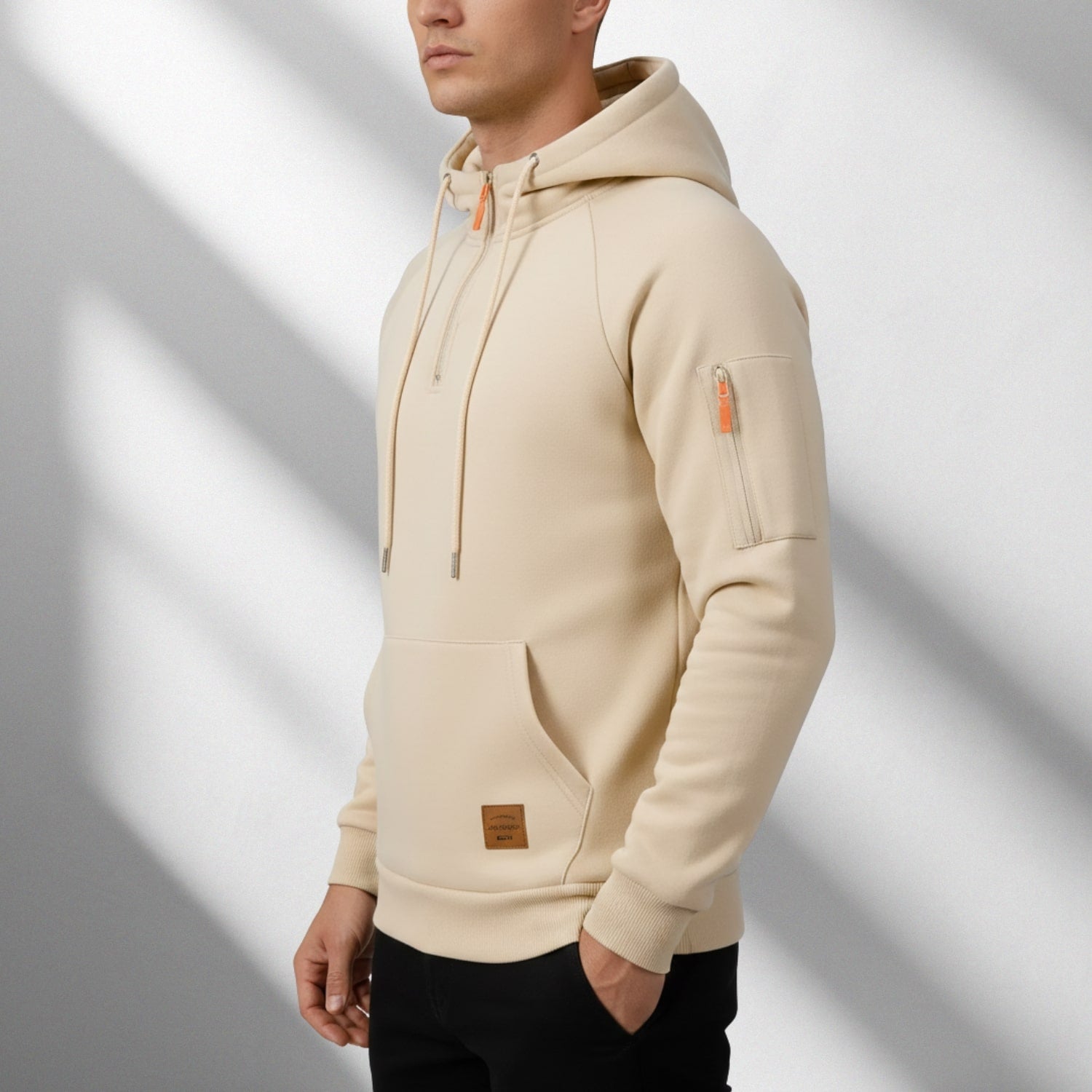 Hendrix Men's Heavyweight Cotton Blend Zip-Up Hoodie with Multiple Pockets