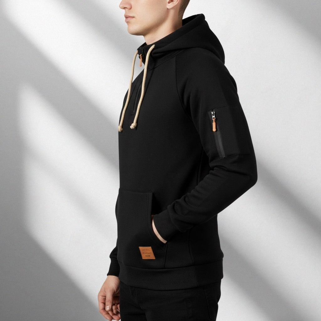 Hendrix Men's Heavyweight Cotton Blend Zip-Up Hoodie with Multiple Pockets