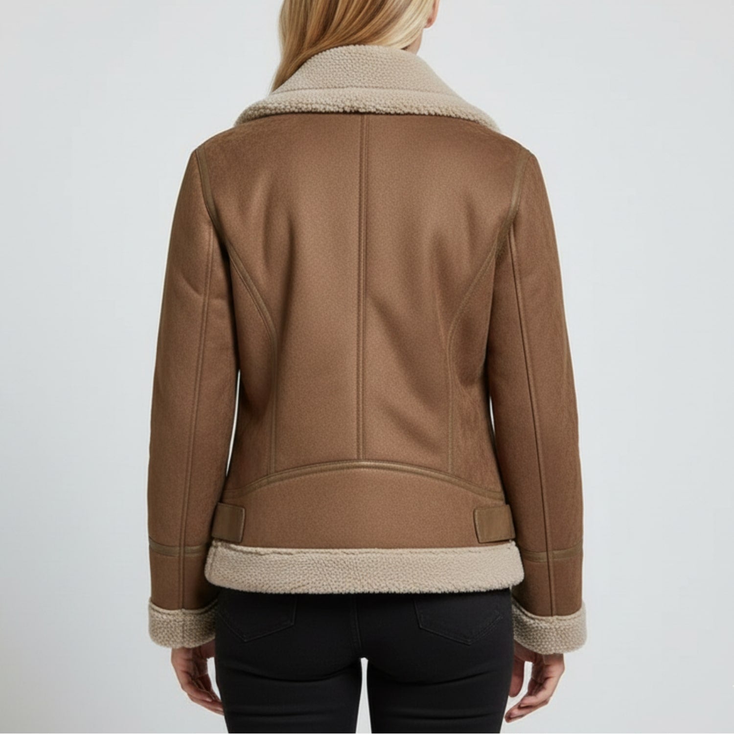 Aubrey Women's Aviator Suede Jacket with Plush Shearling Lining