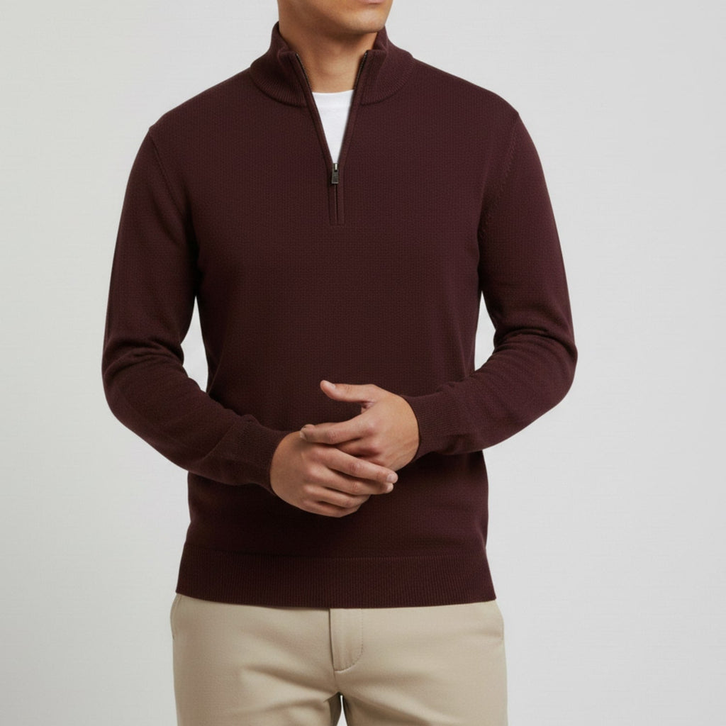 Ashton Men's Cotton Knit Quarter-Zip Pullover Sweater – Ideal for Layered Comfort