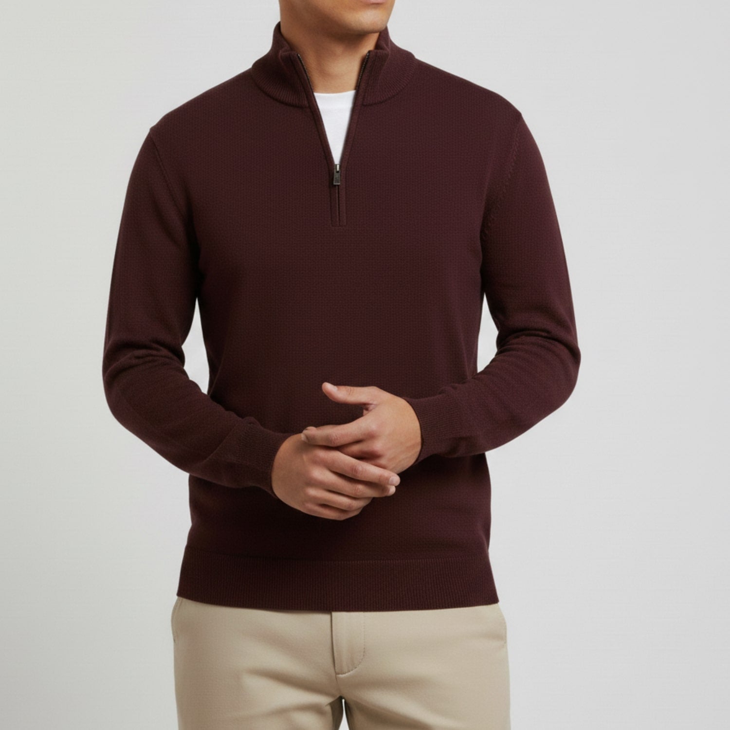 Ashton Men's Cotton Knit Quarter-Zip Pullover Sweater – Ideal for Layered Comfort