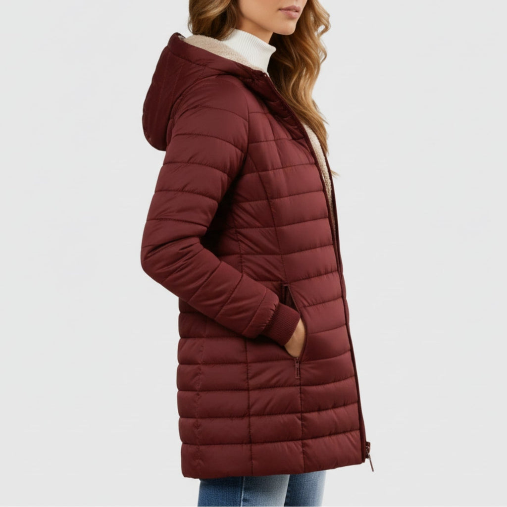 Adelise Women's Long Quilted Puffer Coat – Waterproof Winter Warmth Jacket