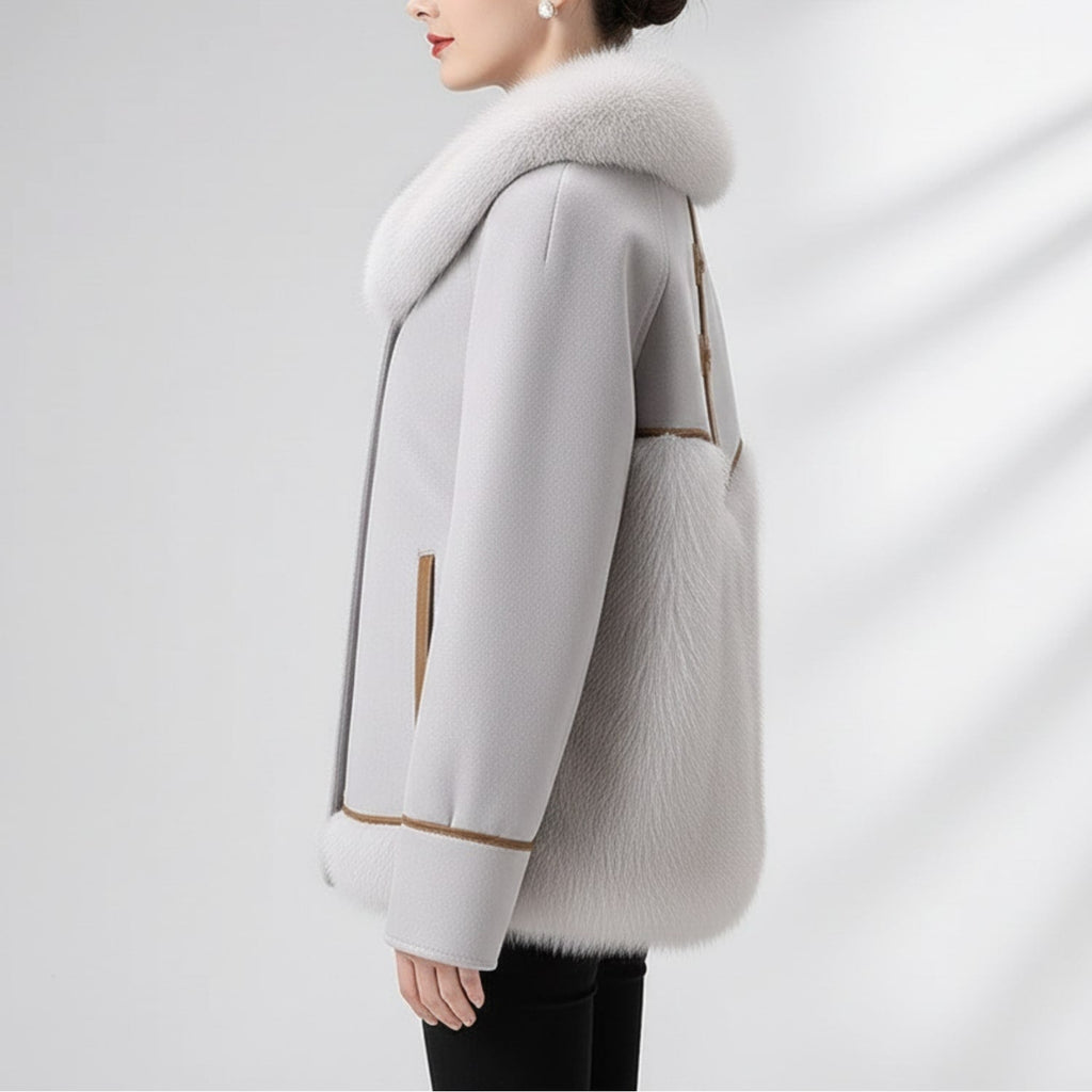 Almana Women's Luxurious Plush Fur Winter Coat with Toggle Closure