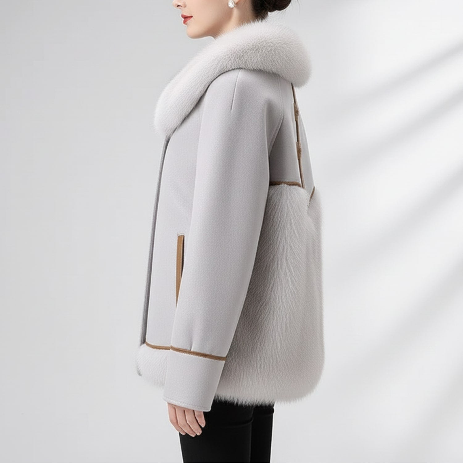Almana Women's Luxurious Plush Fur Winter Coat with Toggle Closure