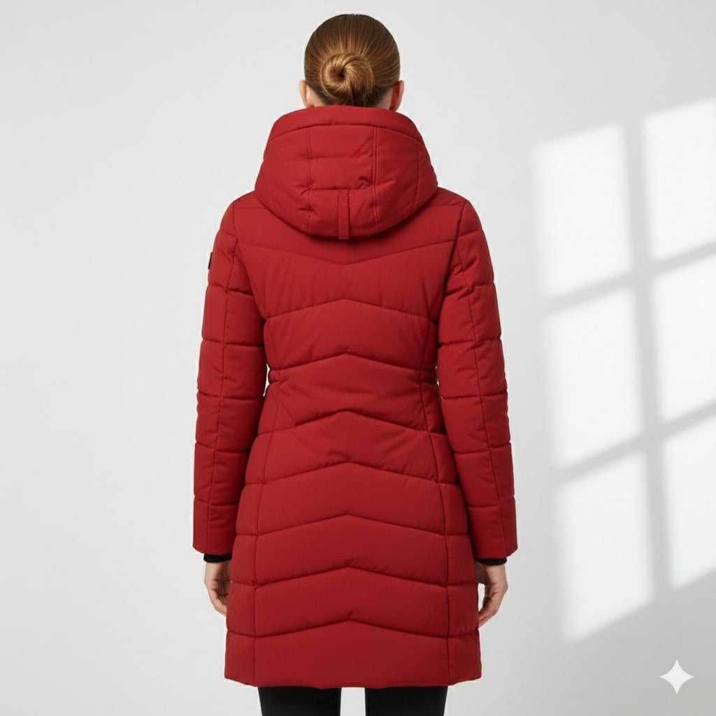 Elana Women's Full-Length Quilted Winter Coat with Hood & Plush Lining