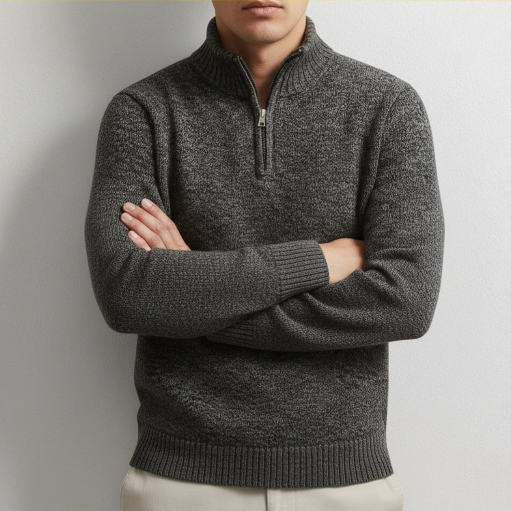 Ashton Men's Cotton Knit Quarter-Zip Pullover Sweater – Ideal for Layered Comfort