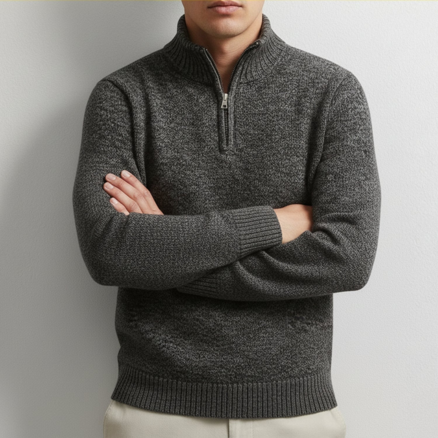 Ashton Men's Cotton Knit Quarter-Zip Pullover Sweater – Ideal for Layered Comfort