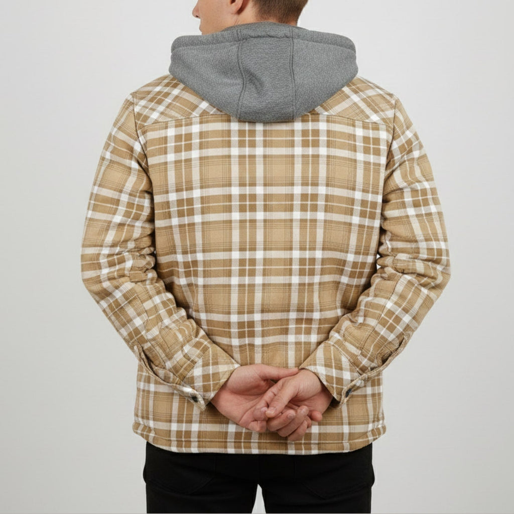 Dante Men's Sherpa-Lined Flannel Hoodie Jacket – Ideal for Winter Wear