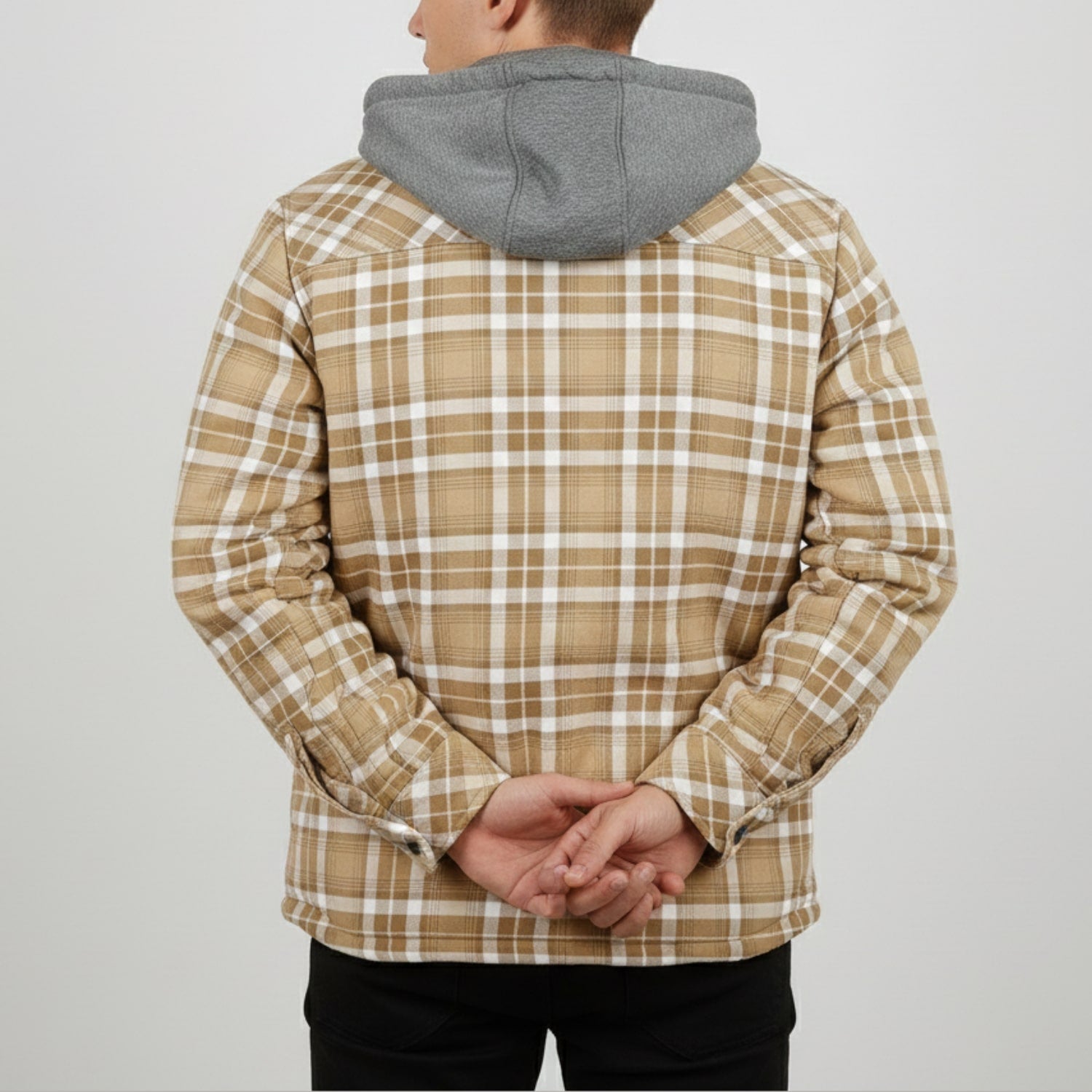 Dante Men's Sherpa-Lined Flannel Hoodie Jacket – Ideal for Winter Wear