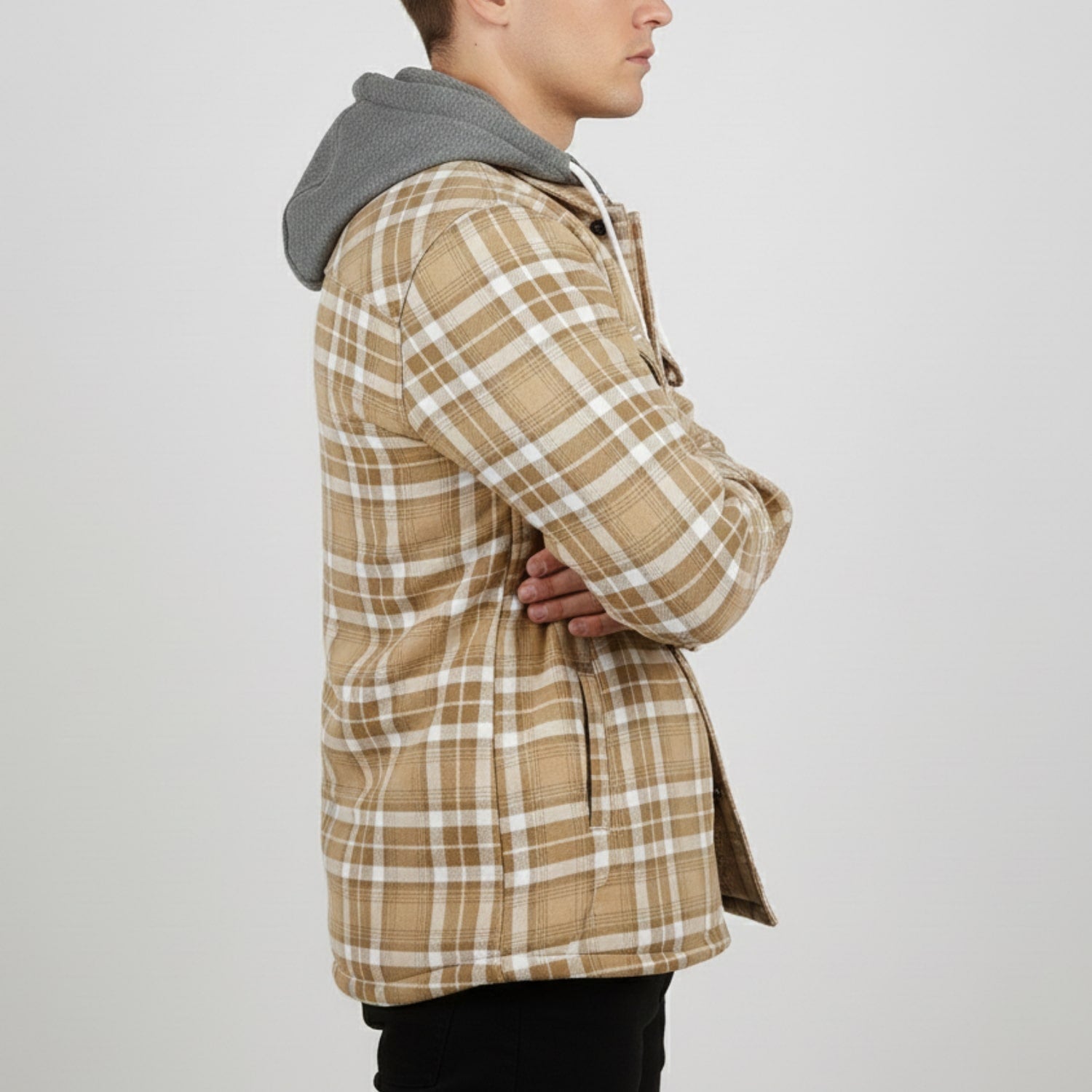 Dante Men's Sherpa-Lined Flannel Hoodie Jacket – Ideal for Winter Wear