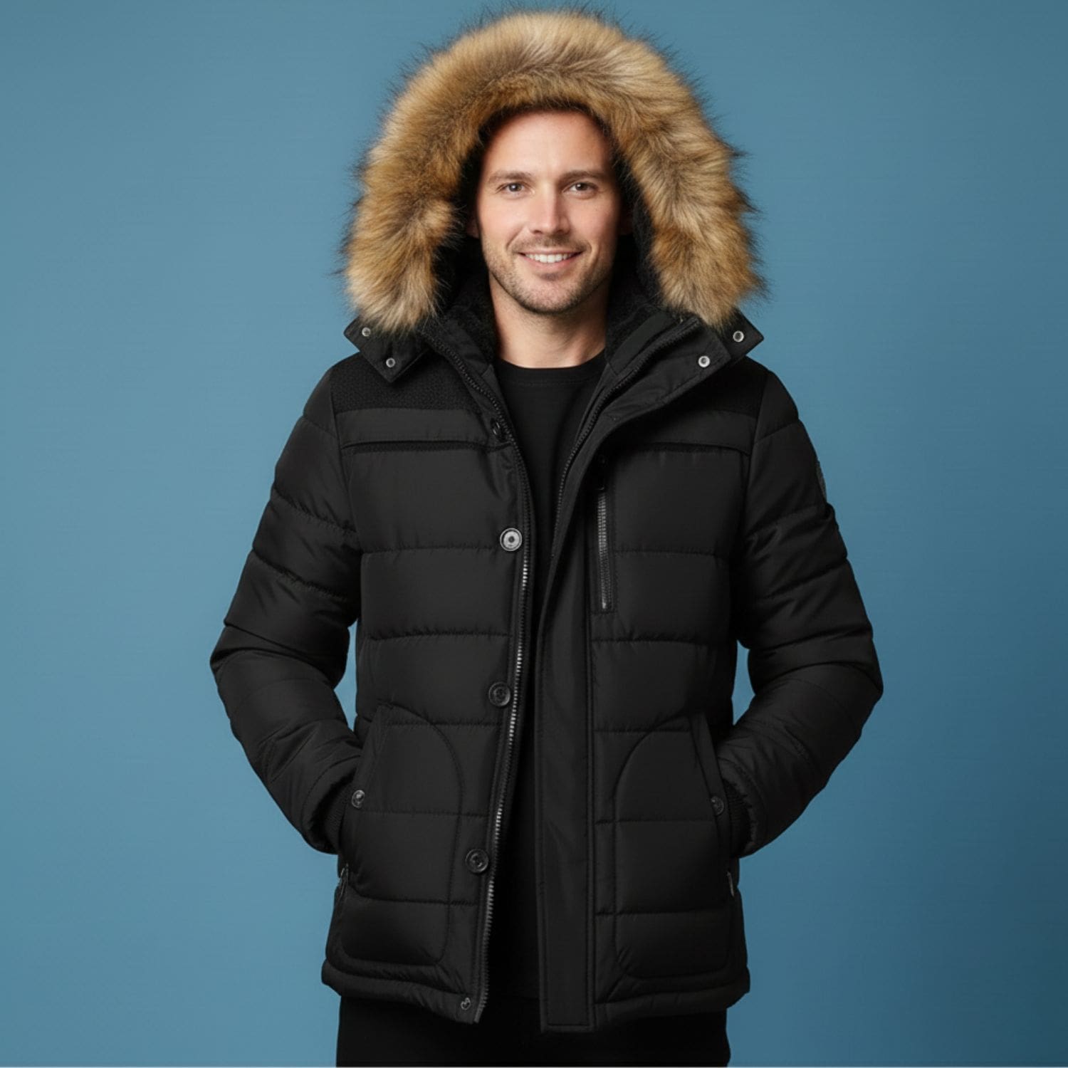 Harlan Men's Winter Coat – Hooded Jacket with Thick Fleece Lining and Cotton Shell