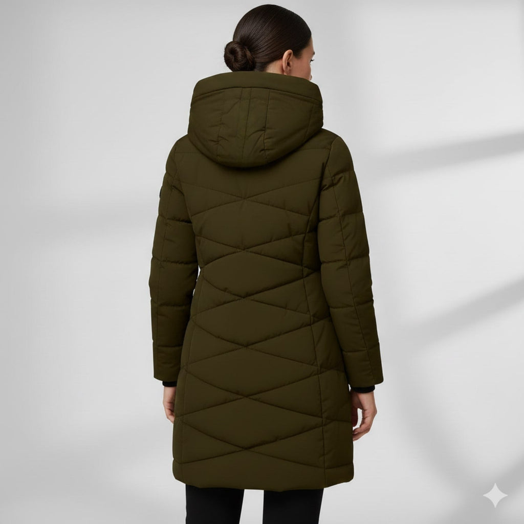 Elana Women's Full-Length Quilted Winter Coat with Hood & Plush Lining