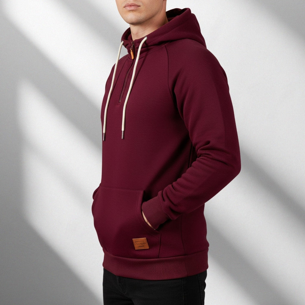 Hendrix Men's Heavyweight Cotton Blend Zip-Up Hoodie with Multiple Pockets