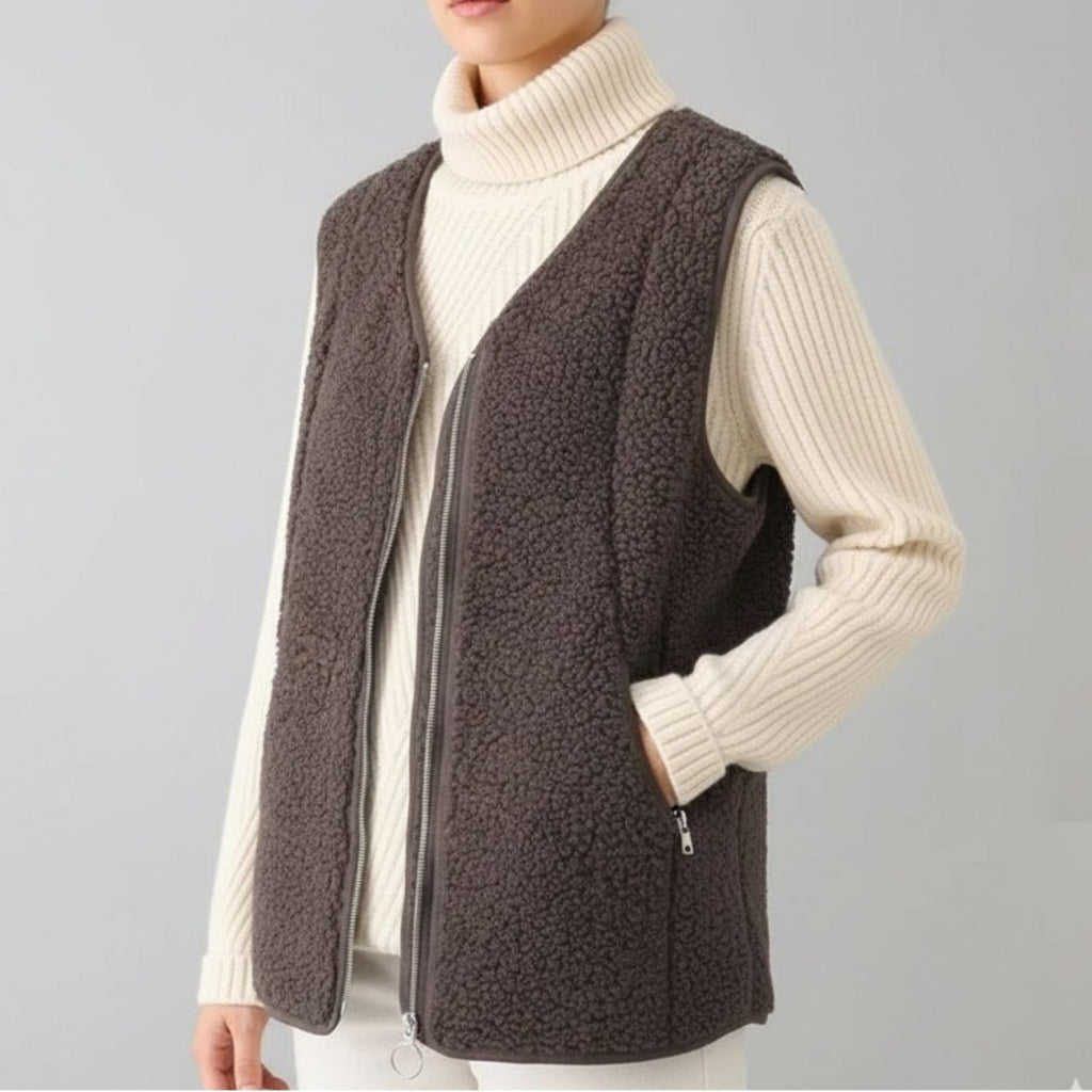 Herlene Women's Plush Shearling Fleece Vest – Lightweight Layer