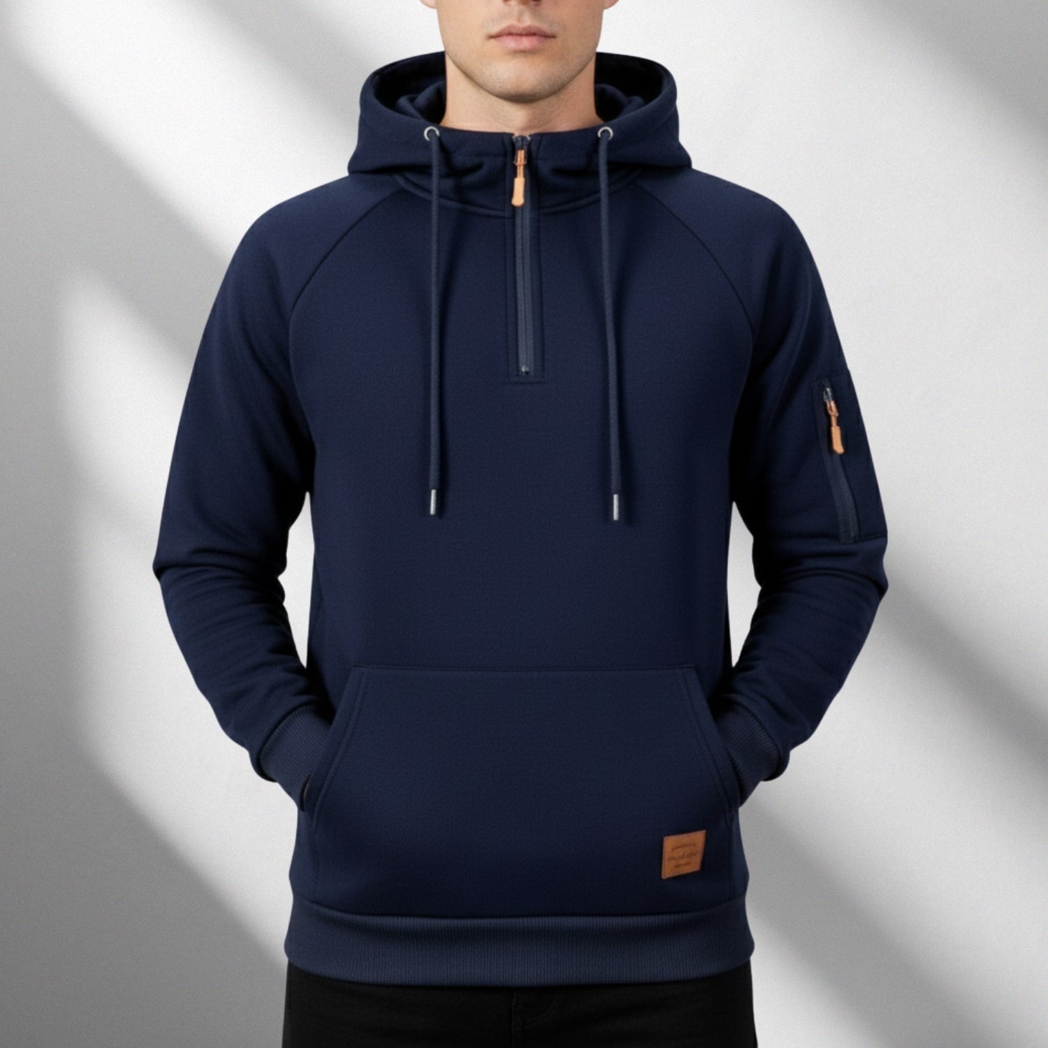 Hendrix Men's Heavyweight Cotton Blend Zip-Up Hoodie with Multiple Pockets