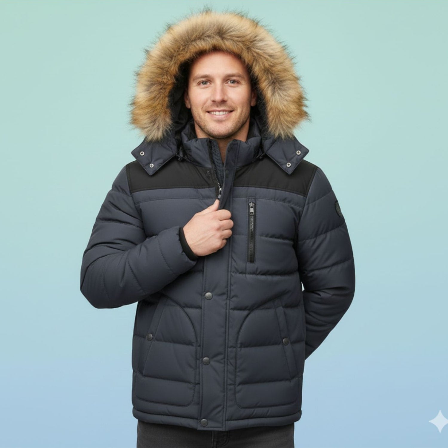 Harlan Men's Winter Coat – Hooded Jacket with Thick Fleece Lining and Cotton Shell