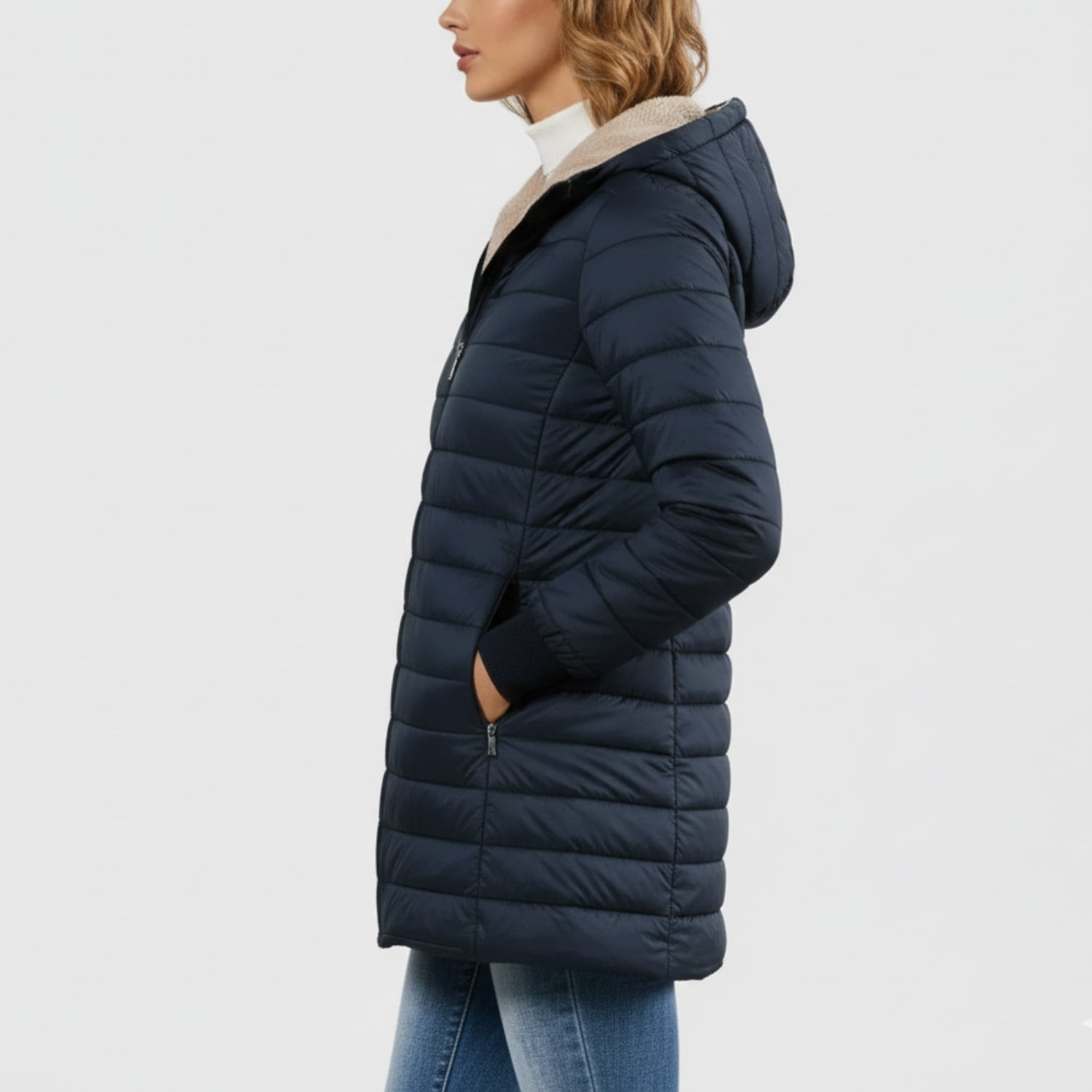 Adelise Women's Long Quilted Puffer Coat – Waterproof Winter Warmth Jacket