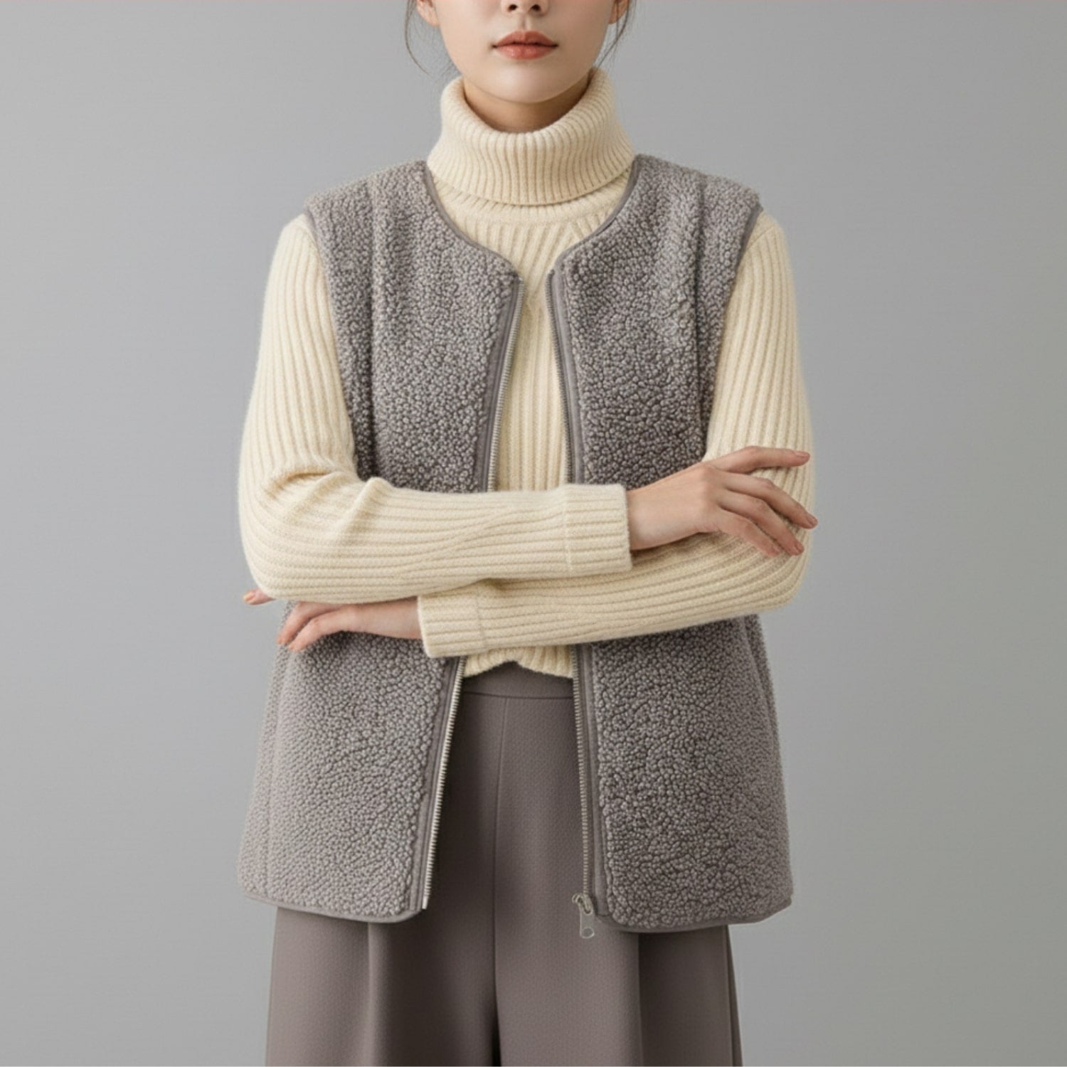 Herlene Women's Plush Shearling Fleece Vest – Lightweight Layer