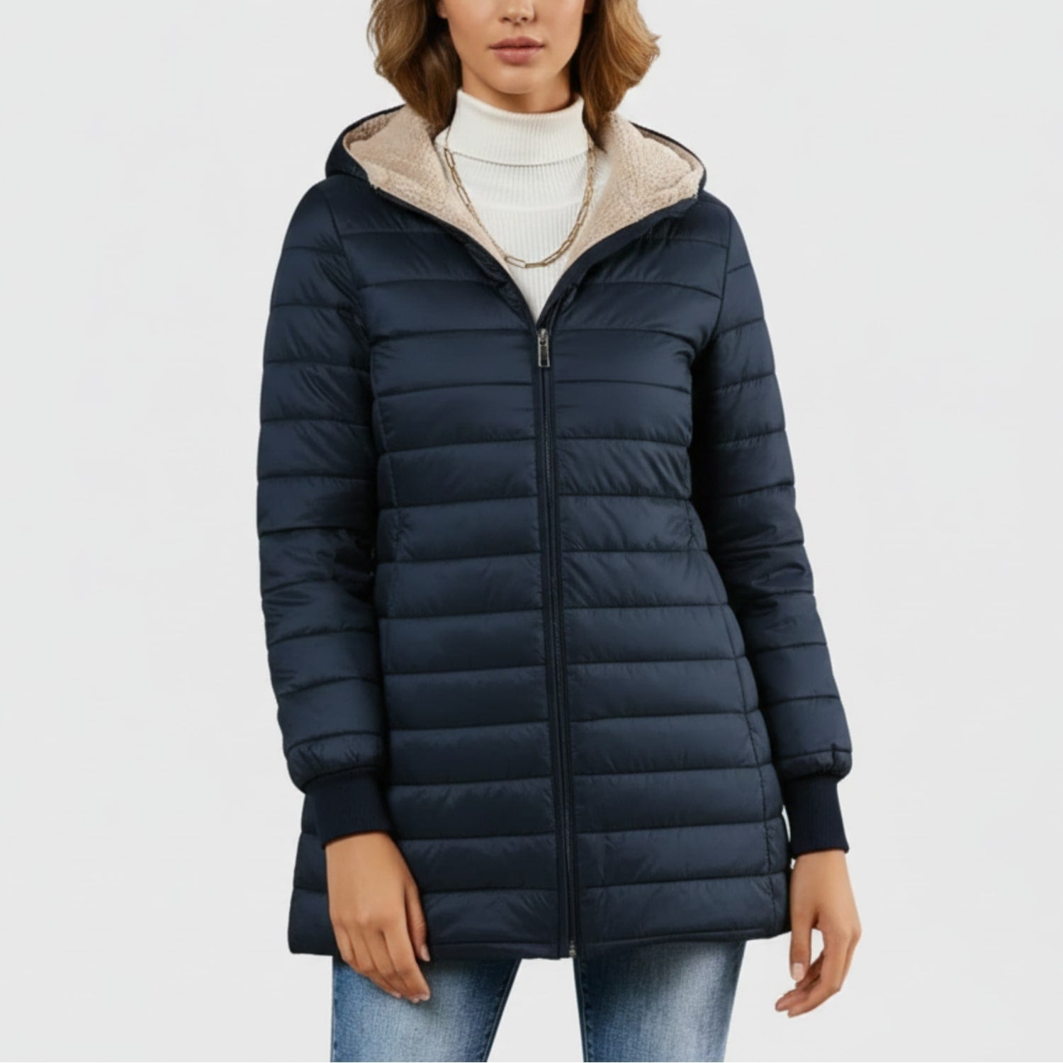 Adelise Women's Long Quilted Puffer Coat – Waterproof Winter Warmth Jacket