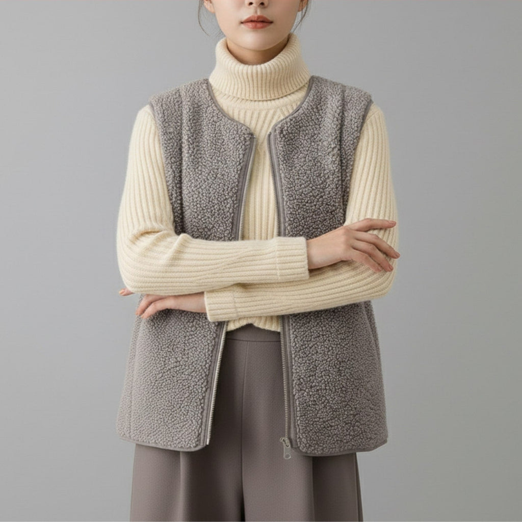 Herlene Women's Plush Shearling Fleece Vest – Lightweight Layer