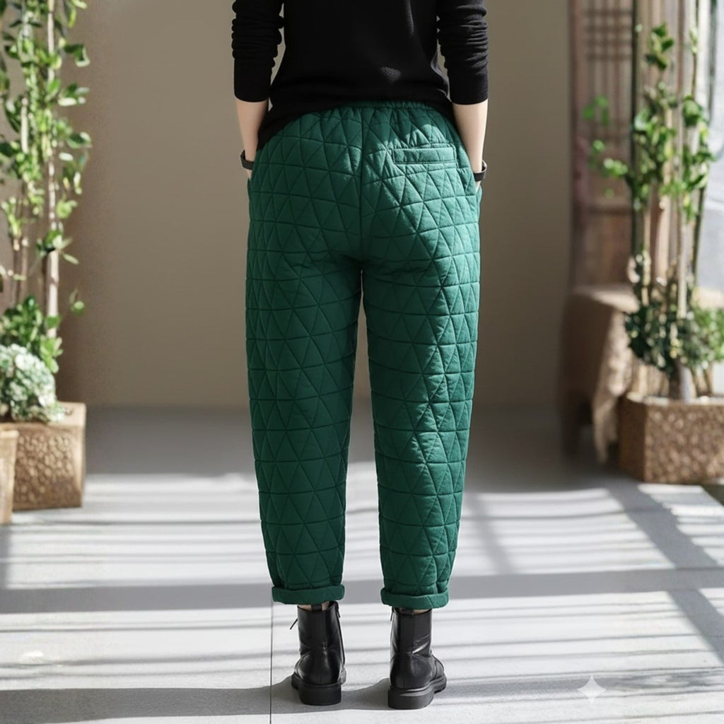 Elara Women's Diamond Quilted Thermal Cotton Jogger Pants