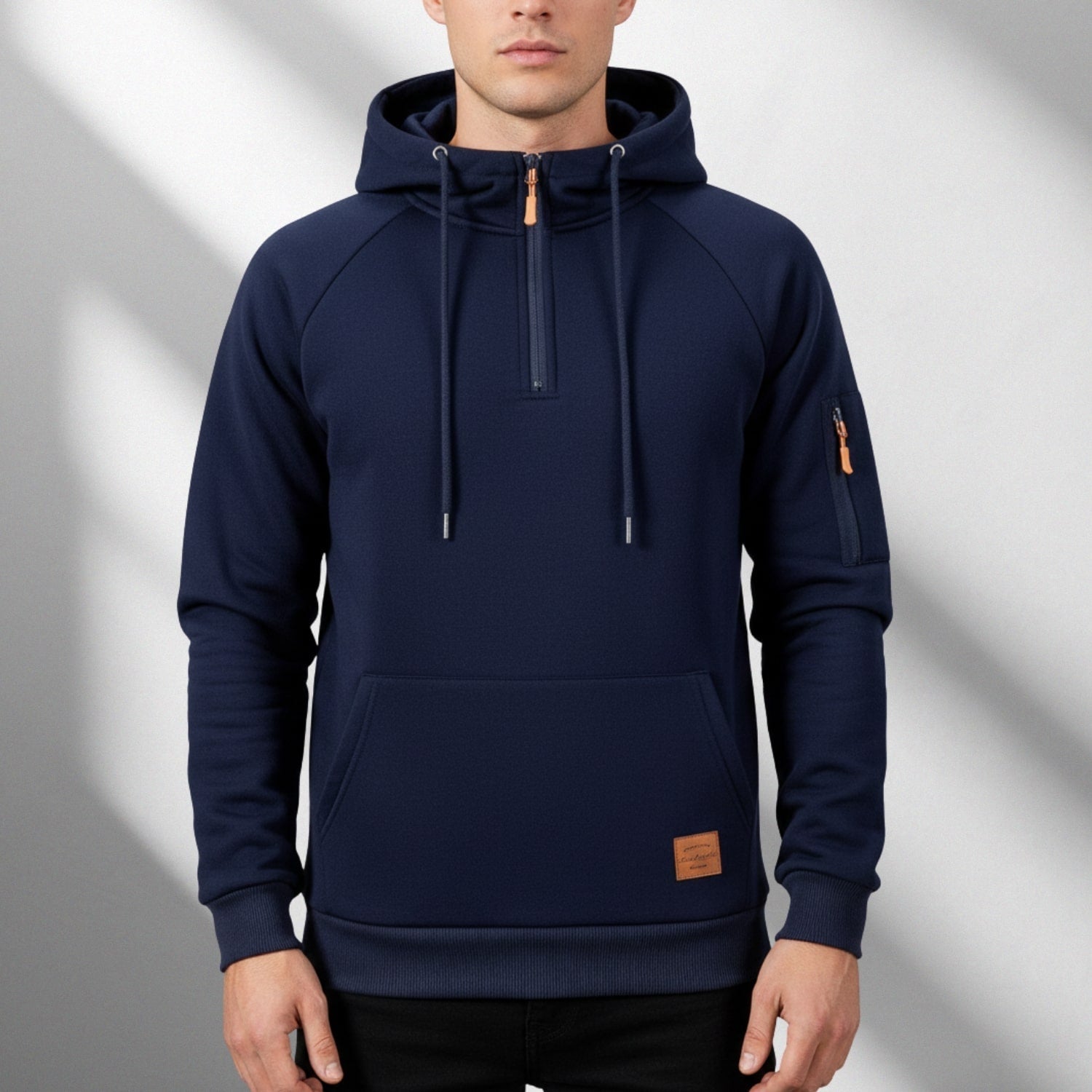 Hendrix Men's Heavyweight Cotton Blend Zip-Up Hoodie with Multiple Pockets