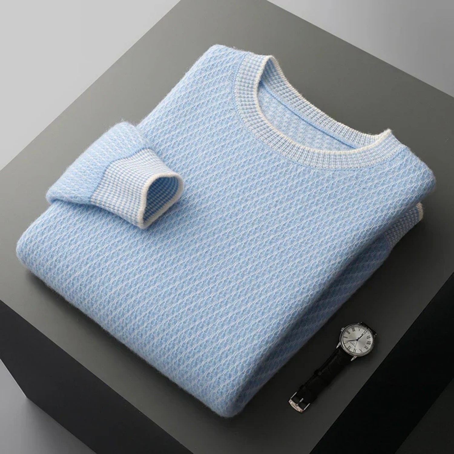 Alvino Men's Ribbed Knit Crewneck Sweater – Soft Pullover