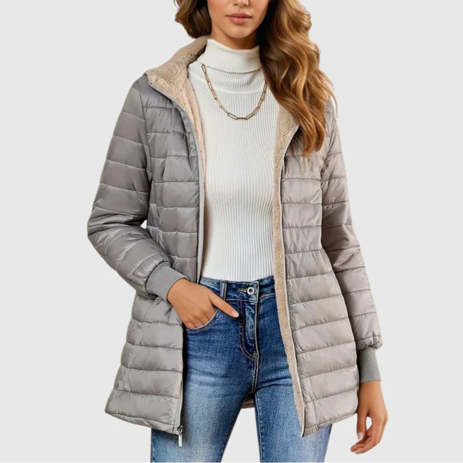 Adelise Women's Long Quilted Puffer Coat – Waterproof Winter Warmth Jacket
