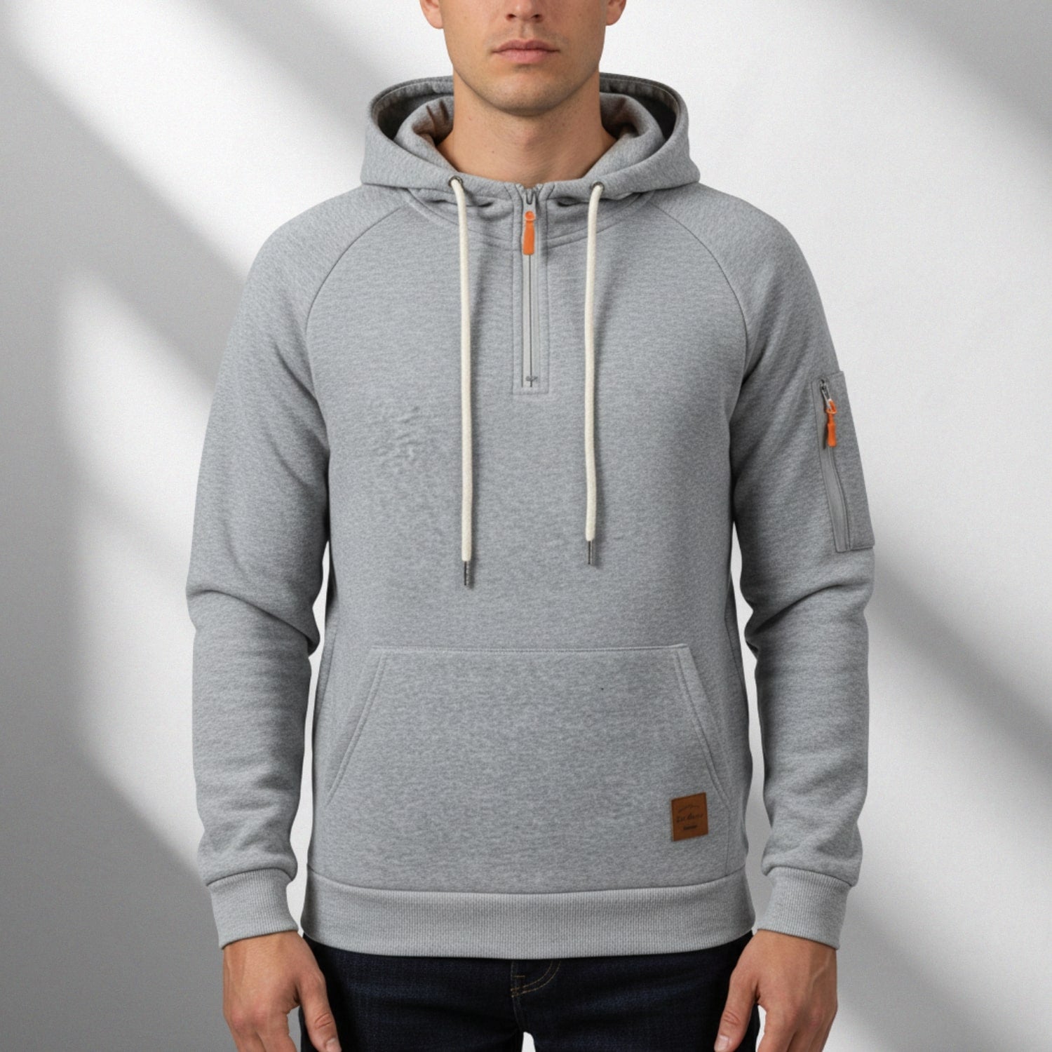 Hendrix Men's Heavyweight Cotton Blend Zip-Up Hoodie with Multiple Pockets