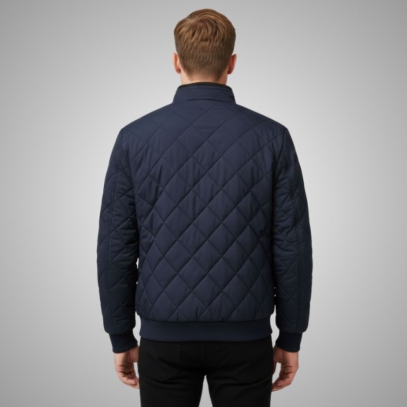 Bistro Men's Fleece-Lined Diamond Quilted Zip-Up Jacket