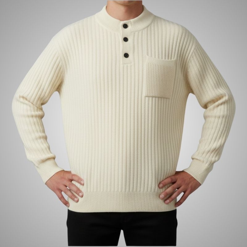 Darian Men's Winter Pullover Sweater – Cozy Thick Ribbed Knit Design