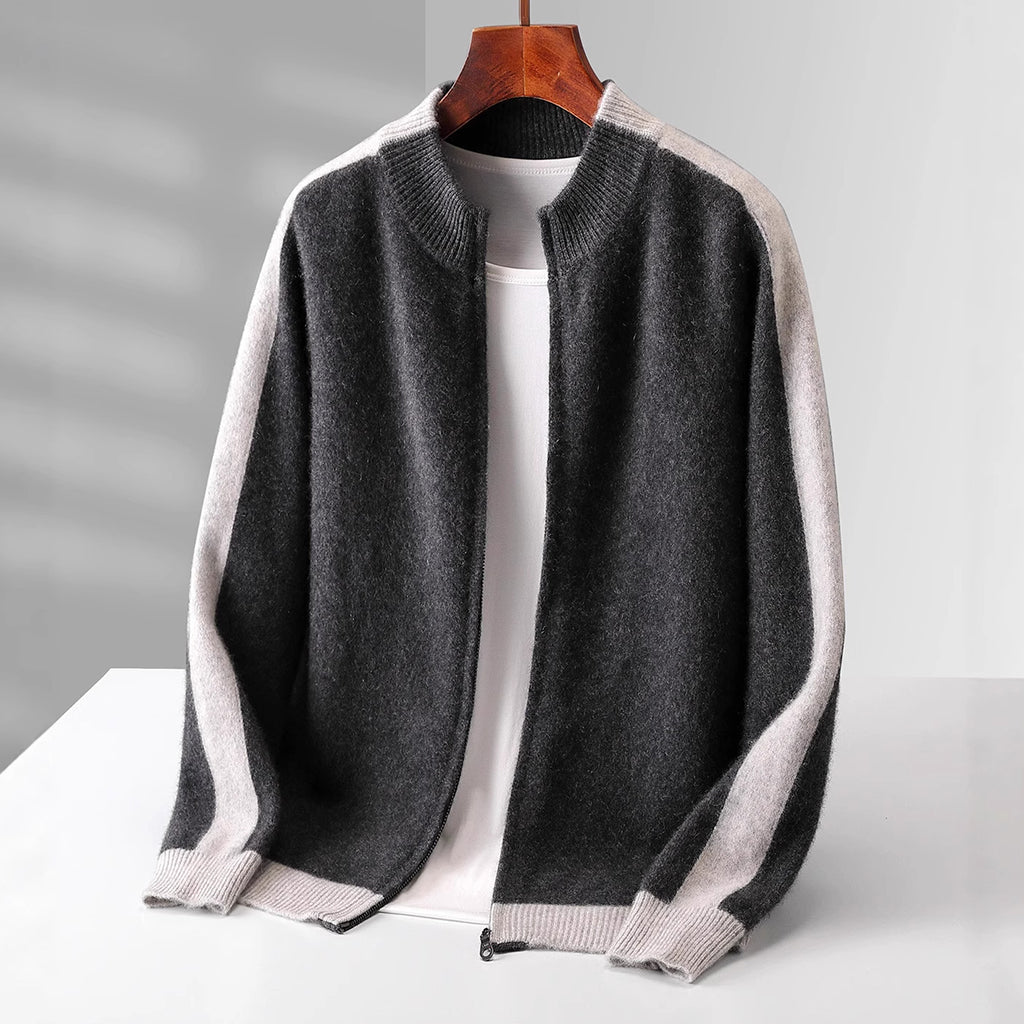 Avery Cashmere Jacket with Contrasting Sleeves