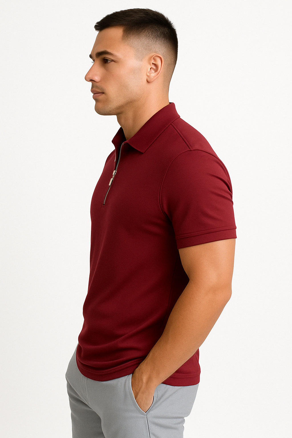 Dario Slim-Fit Knit Polo with Contemporary Mid-Zip Design