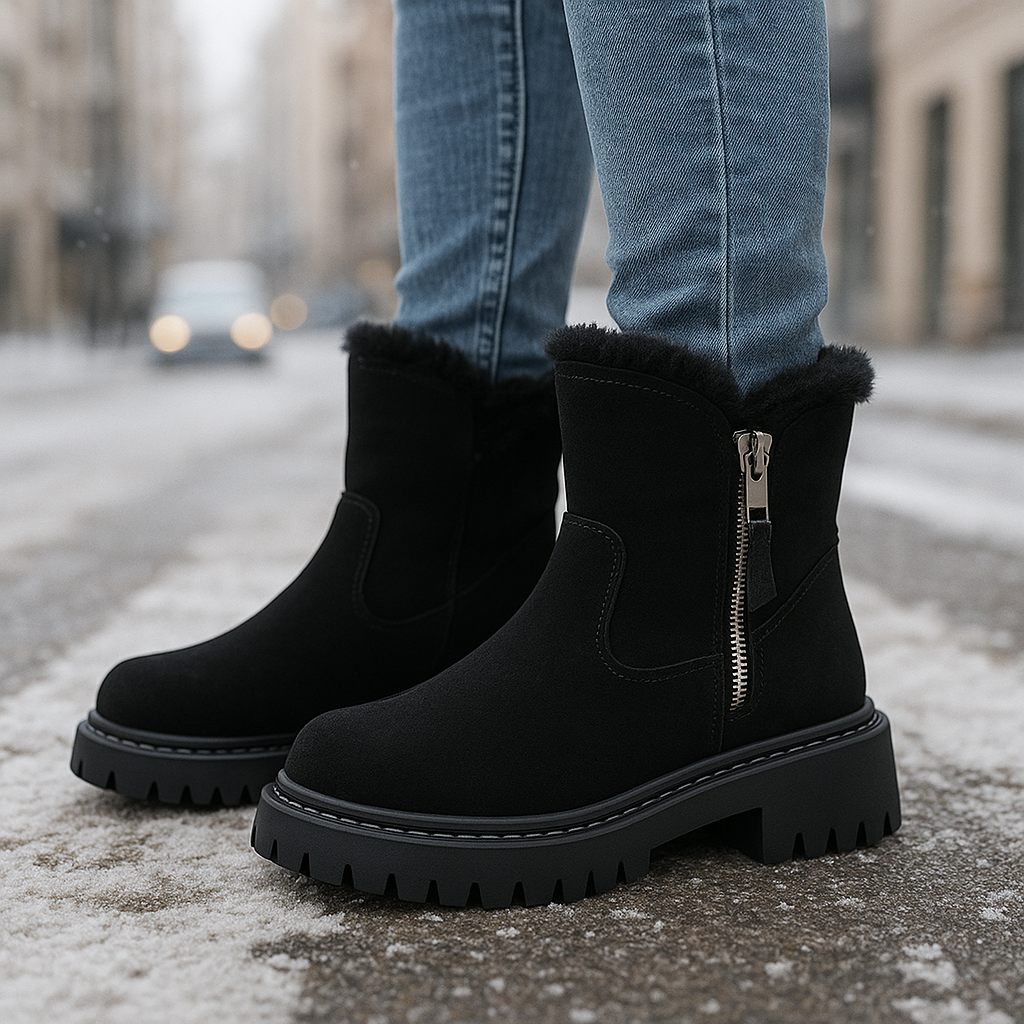 Felicia Women's Ankle Boots – Sherpa Lined Vegan Leather Winter Footwear