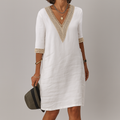 Plenie Cotton Linen Summer Midi Dress Lightweight Relaxed Fit Casual Wear