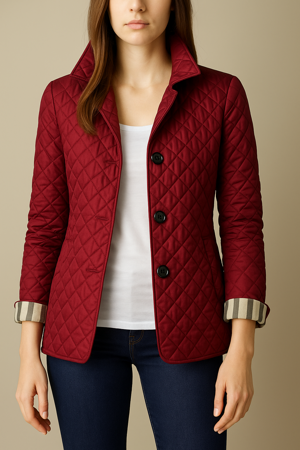 Celeste Quilted Women's Coat – Button-Up Winter Jacket for Office and Streetwear
