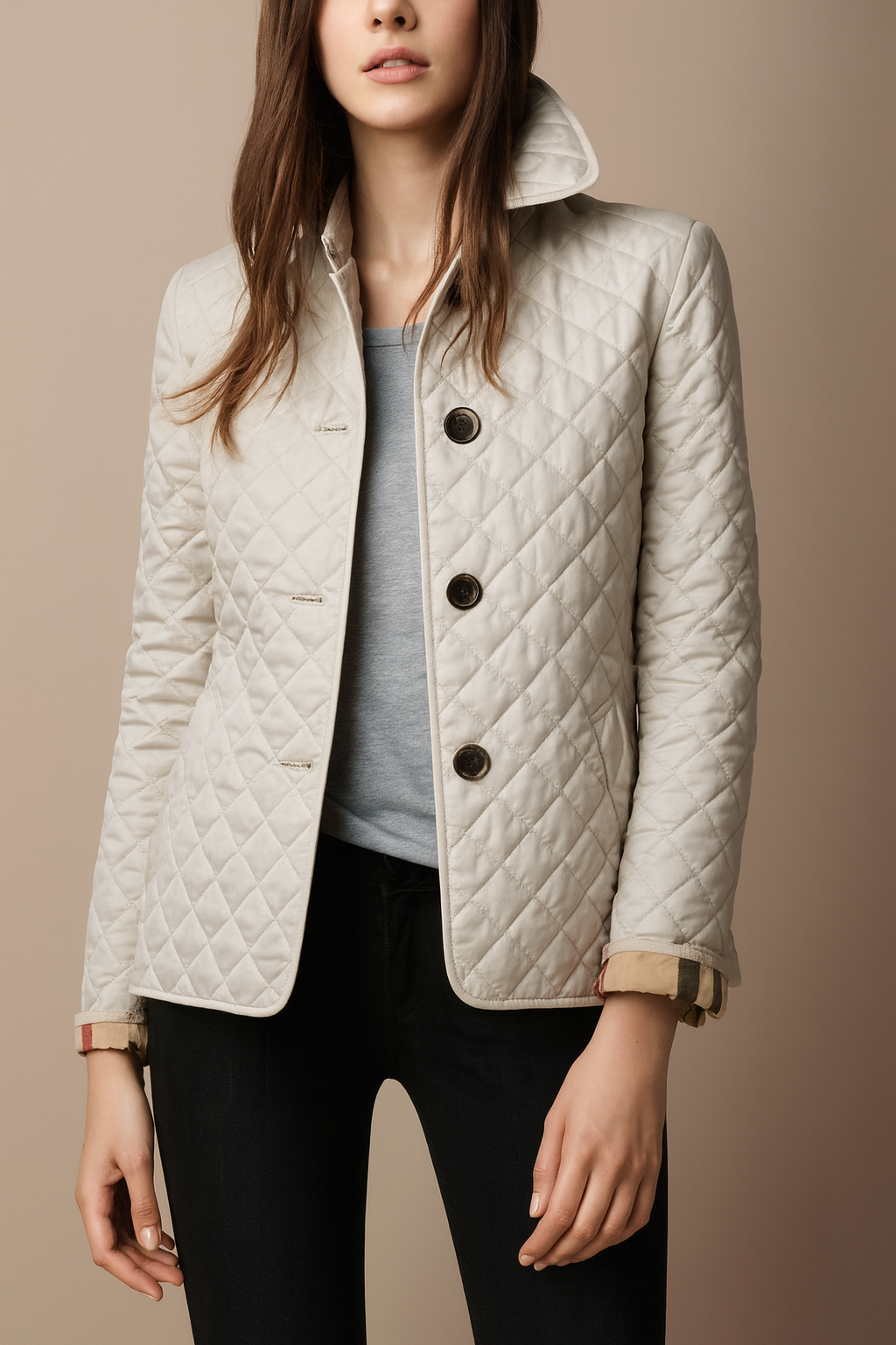 Celeste Quilted Women's Coat – Button-Up Winter Jacket for Office and Streetwear