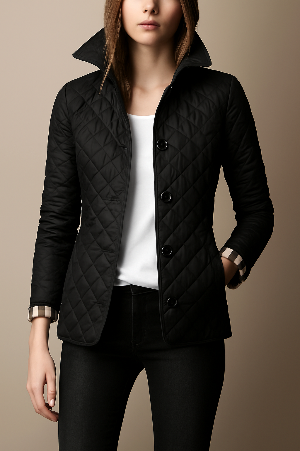 Celeste Quilted Women's Coat – Button-Up Winter Jacket for Office and Streetwear