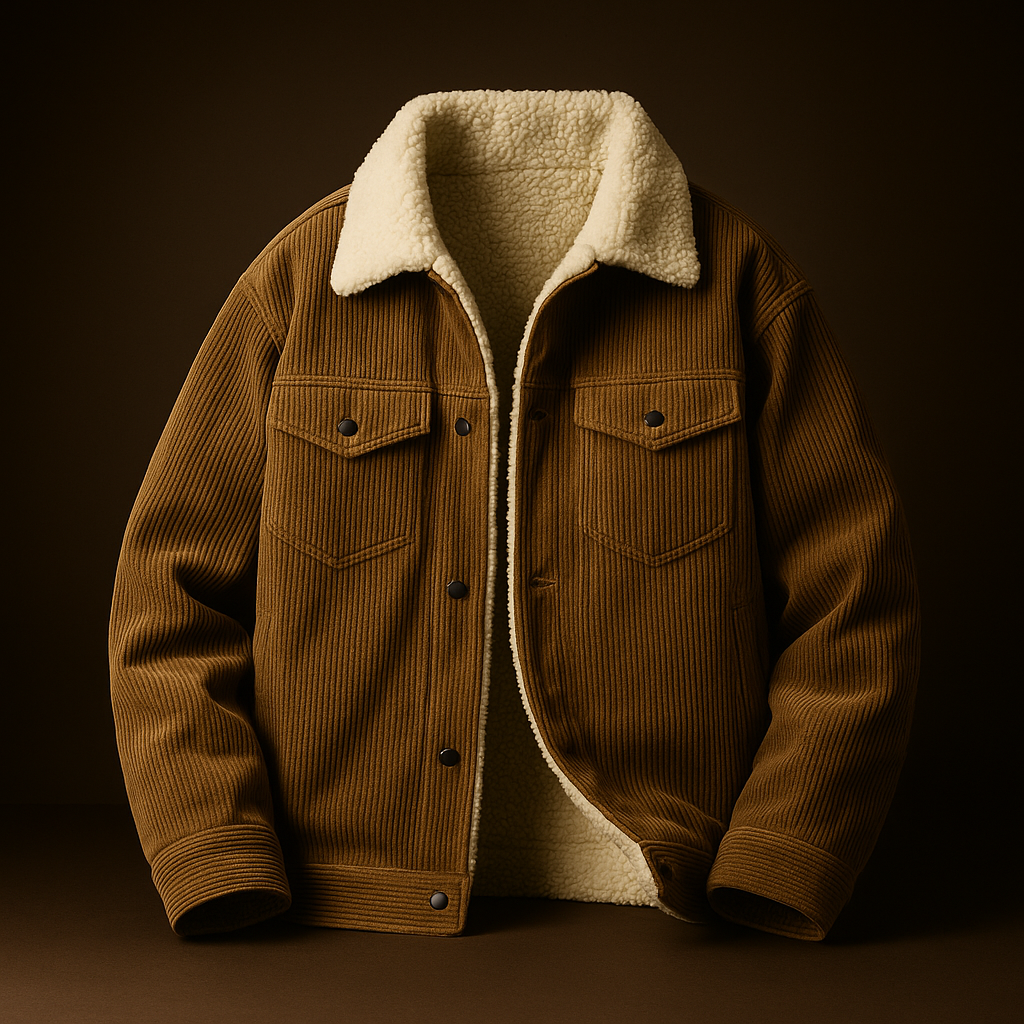 Darian Men's Sherpa-Lined Corduroy Jacket – Cozy Cotton Winter Outerwear