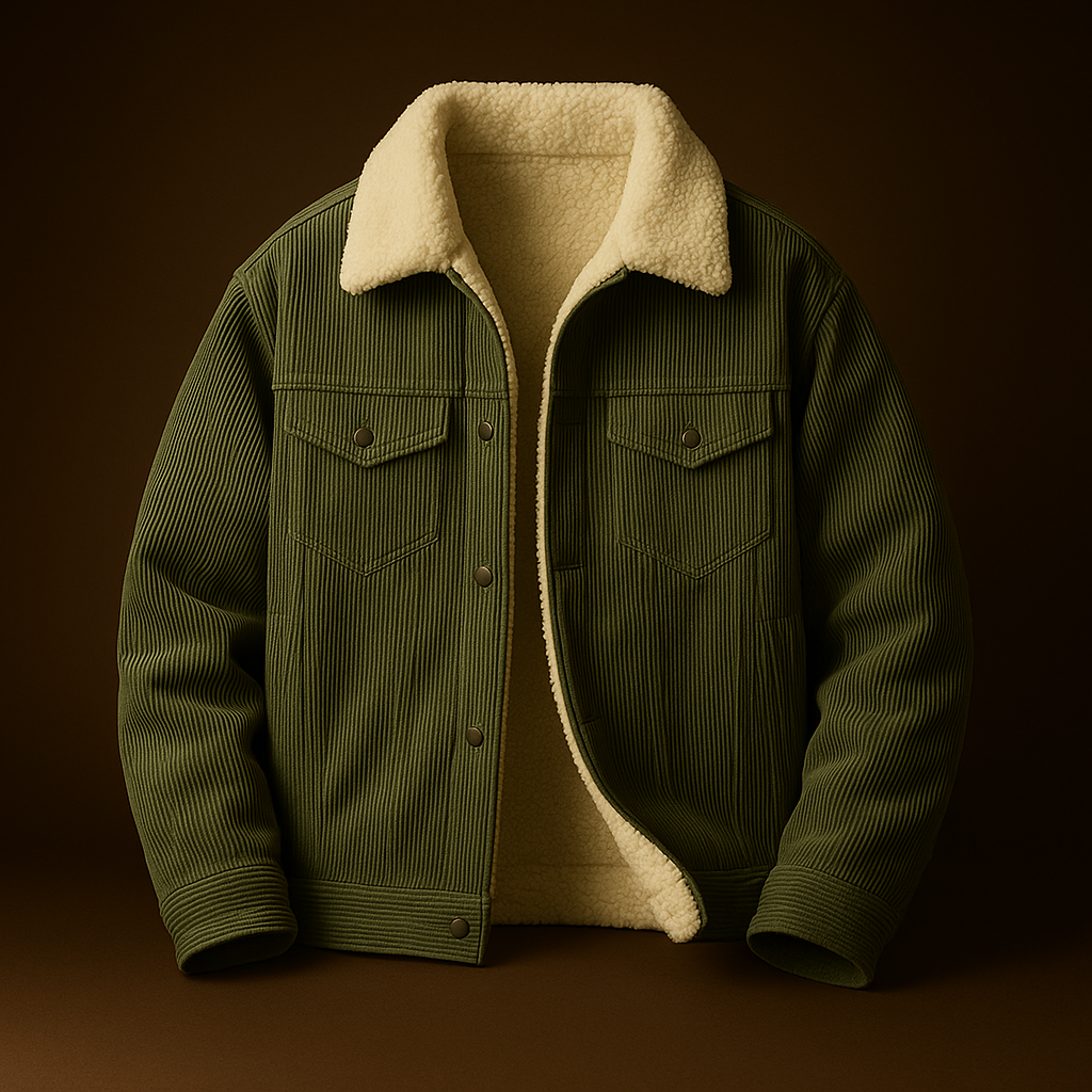 Darian Men's Sherpa-Lined Corduroy Jacket – Cozy Cotton Winter Outerwear